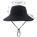 Mukeyo Womens Summer Sun Hat Wide Brim Outdoor UV Protection Hat Foldable Ponytail Bucket Cap for Beach Fishing Hiking Black