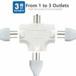KASONIC 3-Outlet Grounding Adapter 2 Pack, Heavy-Duty Grounded Power Tap, UL Listed Plug Extender (White)
