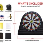 V-infla Giant Outdoor Inflatable Soccer Darts Board with 8pcs Soccer Ball &350W Blower for Kick Dartboard Sport Game(10ft Tall, Black)