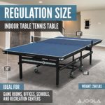 JOOLA Signature Pro Tournament-Quality Indoor Table Tennis Table w/ Professional Ping Pong Net and Post Set – 25mm Ping Pong Table w/ Playback Mode – One Piece Undercarriage – Corner Ball Holders