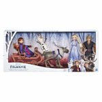 Disney Frozen Sledding Adventures Doll Pack, Includes Elsa, Anna, Kristoff, Olaf, & Sven Fashion Dolls with Sled Toy Inspired by The 2 Movie