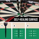 Whimlets Professional Dart Boards for Adults – Pro Dart Board for Steel Tip Darts – 18-Inch Bristle/Sisal Tournament Dartboard with Staple-Free Ultra-Thin Wire Spider – Indoor or Outdoor Dartboards