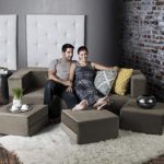 Jaxx Zipline Convertible Sleeper Sofa & Three Ottomans/California King-Size Bed, Mocha