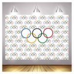 XLL Olympic Sport Theme Photography Background Vinyl Olympic Rings International Banner for Sports Party Photo Backdrops 5x3ft Countries for Classroom Garden Grand Opening Sports Clubs Party Supplies