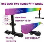Seliyoo 8ft Adjustable Gymnastic Beam,high-Low Level Competition Type,Faux Suede Cover with Legs and Wheels