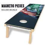 Wood Premium Cornhole Set, Backyard Lawn Cornhole Outdoor Game Set, Regulation Size 4’x2′ Cornhole Boards & 8 Cornhole Bean Bags & 2 Cornhole Scoreboards w/ Magnetic Score Keepers (Statue of Liberty)