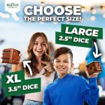 SWOOC Games – Yardzee, Farkle & 20+ Games – Light-Weight Yard Dice Game Set (All Weather) with Wood Bucket, 5 Big Laminated Score Cards, and Marker (Choose 2.5in or 3.5in Dice) Yard Games for Family