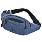 heavKin Men’s and Women‘s Oxford Sport Fitness Waist Pack -Fanny Pack with 3-Zipper Pockets, Waist Bag Travel -Adjustable Belt for Workout Vacation Hiking (Blue, 14X28X10cm)