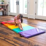 HearthSong 5-Panel Colorful Folding Kids’ Gymnastics Tumbling Mat for Active Play, with Carrying Handles, 77 Inches Long x 33 Inches Wide