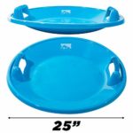 Franklin Sports Kids Saucer Sled – Arctic Trails Round Plastic Snow Sled for Children – Heavy Duty Sledding Saucer with Handles – 25″