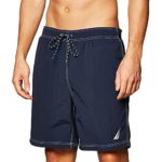 Nautica Men’s Standard Solid Quick Dry Classic Logo Swim Trunk, Navy, Large