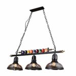 Pool Table Lighting Fixtures Ceiling Lamp for Game Room Beer Party 7′ – 8 ‘ Table ,Black Metal Ball Design Billiard Pendant Lamp with 3 Glass Shades