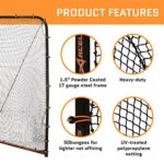 Lacrosse Goal Folding Lacrosse Net | Powder Coated Steel Frame | UV Treated Netting | Use with Lacrosse Rebounder, Lacrosse Backstop and All Lacrosse Equipment [Includes Carrying Bag]