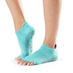 ToeSox Women’s Low Rise Half Toe Grip Non-Slip for Ballet, Yoga, Pilates, Barre Toe Socks, Medium, Aqua