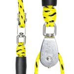 Wakeboard Water ski Rope with Watersports Boat Self Centering Tow Harness 12 ft Yellow Black with 2 Hook for Rider for Boat Tubing Waterskiing Wakeboarding
