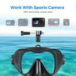 TAWAK Snorkel Set with Camera Mount, Anti-Leak Snorkeling Gear for Adults with Impact Resistant Tempered Glass, Anti-Fog Dry Top Snorkel Gear with Food Grade Silicone and Easy Adjustable Strap