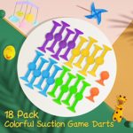 HugOutdoor 18 Pcs 4 Colors Suction Cup Toys Darts Sets,Kids Bath Sticky Toy,Soft Silicone Sucker Building Stacking Block Game,Indoor and Outdoor Popular Suction Dart Throwing Games