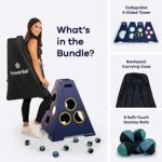 CALIBER GAMES – TowerBall Bundle – Backyard, Lawn, Beach & Tailgate Game – Great for All Ages & Group Sizes – Includes Collapsible Tower, 8 Balls (4 Green and 4 Blue), and a Premium Backpack