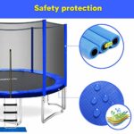 ORCC Trampoline 15 14 12 10 8ft Outdoor Trampoline Weight Capacity 450LBS for Kids Adults with Safety Enclosure Net Wind Stakes Rain Cover and T-Hook, Backyard Trampoline for Family(15ft)