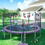 Zupapa No-Gap Design 16 15 14 12 10 8FT Trampoline for Kids with Safety Enclosure Net 425LBS Weight Capacity Outdoor Backyards Trampolines with Ladder for Children Adults Family