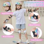 FIODAY Helmet Knee Pads for Kids Unicorn Knee and Elbow Pads with Wrist Guards Adjustable Protective Gear Set for Girls Boys Sports Skateboard Inline Skating Bike Cycling Scooter, Rainbow, 3-8 Years