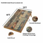 TIANNBU Solid Wood Premium Cornhole Set with Portable Waterproof Unique Pattern Surface Corn Hole Game Boards and Set of 8 Bean Bags for Indoor Outdoor Lawn Backyard Fun
