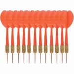 The Dreidel Company Plastic Throwing Dart Arrows Toy, Plastic Flights, and Metal Pointy Copper Head Tips Darts, Red 5″ Inches