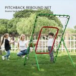 VIVOHOME Pitchback Baseball Rebounder, Softball Lacrosse Pitch Return Trainer Rebound Net, Angle Adjustable for Grounders and Pop Flies, Green, 6 x 3.6 Feet