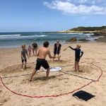 Shaka Ball Outdoor Games, Multiplayer Paddle Ball Game Set for Kids and Adults. Beach Games, Lawn Games – Includes Court, 4 Wood Paddles, 2 Balls and Carry Backpack