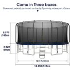 16FT Trampoline, Full Stainless Steel Heavy-Duty Outdoor Trampoline with 6 Wind Stakes&Balance Bar&Carved Poles, 1500LBS Weight Capacity,1.5MM Thickened Trampoline for Kids Adults–ASTM Approved,Blue