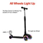 SWEETDREAM 3 Wheel Scooter for Kids , Adjustable Height Toddler Kids Scooters with Light up Wheels – Black