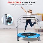 Mini Trampoline Indoor Fitness Trampoline: 40″ Recreational Trampoline Foldable Small Exercise Trampoline with Adjustable Handle Anti Skid Super Quiet Rebounder Trampoline for Kid Adults