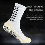 Men’s Soccer Socks Anti Slip Non Slip Grip Pads for Football Basketball Sports Grip Socks, 4 Pair (White)