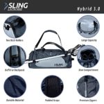 Sling Lacrosse Bag – Hybrid 3.0 2022 Version – Use as a Backpack or Duffel Bag – Holds 2 Sticks and All of Your LAX Gear – 40L Capacity, Gray