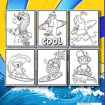 Surfing Coloring Book: A Funny Surfing Coloring Book For Kids And Toddlers Who Love Surfing, 50 illustrations to color featuring Funny and cute animal doing surfing in the Beach