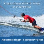 Affordura Wakeboard Rope Water Ski Rope with Handle Ski Ropes for Watersports, Ski Tow Rope for Tubing 4 Sections Tube Tow Rope for Watersports (75 Feet), Storing Bag Included