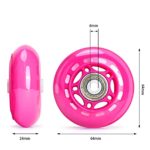 TOBWOLF 8 Pack 70mm 82A Indoor Inline Skate Replacement Wheels, Indoor Skating Wheels with ABEC-7 Bearings, Luggage Wheels, Training Wheels for Scooter – Hot Pink
