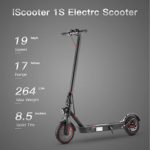 iScooter 1S Electric Scooter for Adults – 14-17 Miles Long Range & 15-18 MPH, 350W Motor, 8.5″ Solid Tires, Dual Suspensions, Foldable Adults Electric Scooter with Dual Braking System & App