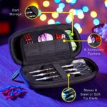 Casemaster Sentry 6 Dart Case Slim, Holds Extra Accessories, Tips, Shafts and Flights, Compatible with Steel Tip and Soft Tip Darts, Impact & Water Resistant TacTech Shell, Black Zipper