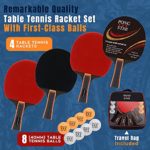 Pong Star Ping Pong Paddles Table Tennis Set with 4 Premium Rackets, 8 Game Balls & Portable Compact Storage Bag – Indoor or Outdoor Play Accessories Kit for Professional Adults or Beginner Kids