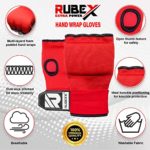 RUBEXX Boxing Hand Wraps Thick Knuckle Gel Padded Fist Inner Gloves 36 inches Long Elasticated Wrist Strap Under Mitts Protection Muay Thai MMA Kickboxing Martial Arts Training Bandages Men Women (L)