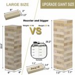 Juegoal 54 Piece Giant Tumble Tower, Wooden Block Game with Gameboard, Canvas Bag for Outdoor Yard Playing,7.1 x 7.2 x 25.2 Inches