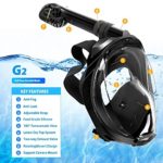 Greatever G2 Full Face Snorkel Mask with Latest Dry Top System,Foldable 180 Degree Panoramic View Snorkeling Mask with Camera Mount,Safe Breathing,Anti-Leak&Anti-Fog,for Kids&Adult