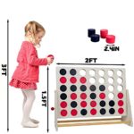 Juegoal 4 in a Row Giant Game Set, 1.5FT Height Classic Wooden Connect Game, Line Up 4 Games with Carrying Case, Yard Lawn Outdoor Game for Kids Adults Family