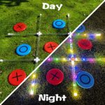 Outdoor Games Giant Tic Tac Toe Games, Yard Lawn Toss Games with Light, Glow in Dark Backyard Games for Family Adults and Kids (3ft x 3ft)