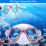JARDIN Dry Snorkel Set, Panoramic Wide View Snorkel Mask, Anti-Fog Tempered Glass Diving Mask, Free Breathing& Easy Adjustable Strap Scuba Mask, Professional Snorkeling Gear for Adults