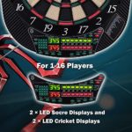 Electronic Dart Board – Dart Board 13.5 inch Dart Board Electronic Scoreboard for 16 Players – 6 Darts Plastic Tips for Electronic Dart Dartboard with LED Display Throw Line