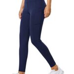 BALEAF Women’s Fleece Lined Water Resistant Legging High Waisted Thermal Winter Hiking Running Pants Pockets Navy Large