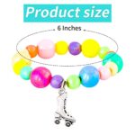 6 pieces rainbow roller skating bracelet set girls skate birthday supplies pendant beaded bracelet for 50s 80s 90s party decorations retro theme hip hop birthday party
