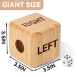 Juegoal Giant Right Center Left Wild Dice Game, with 24 Large Red Chips & Canvas Carry Bag, Indoor Outdoor Wooden Lawn Dice Games for Kids Adults Family